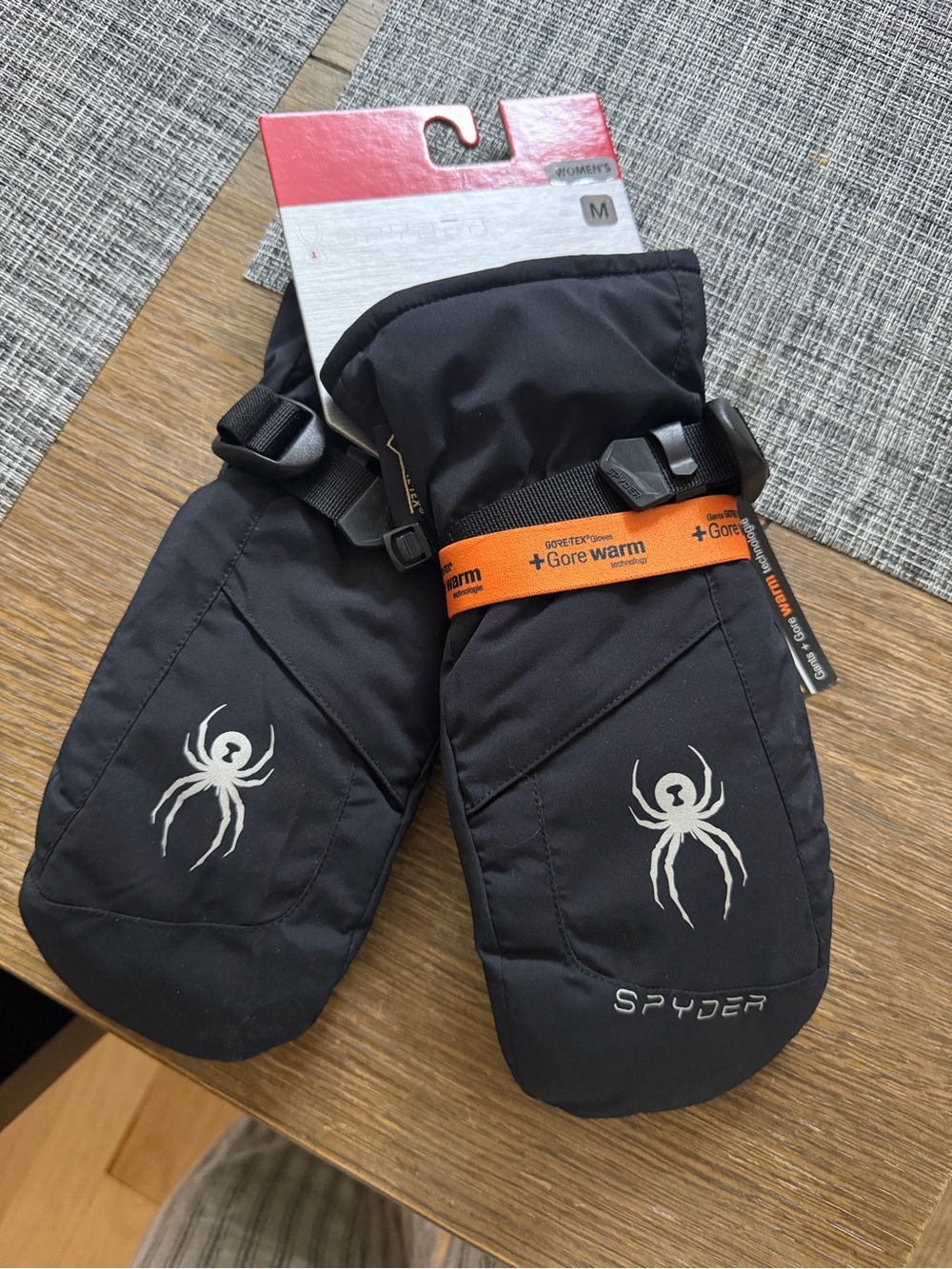 Spyder Men’s Black Mittens with Orange Gore Warm Strap